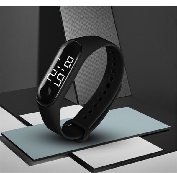 

new silicone strap digital watch led electronic sports luminous sensor watches fashion men and women watchesrelogio masculino#10, Slivery;brown