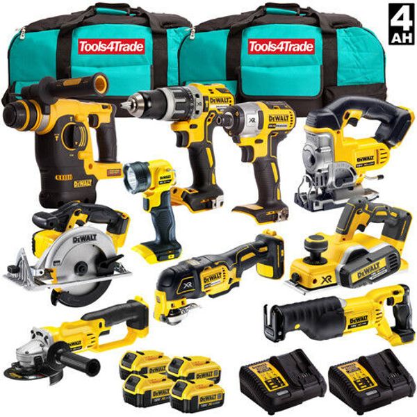 

Dewalt 18v xr li ion 10 piece pack kit 4 x 4ah batterie charger bag dew kit 4 3