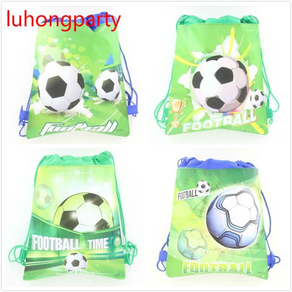 

12pcs non-woven bags football boy cartoon non-woven fabrics drawstring backpack, shopping gift travel bag luhongparty