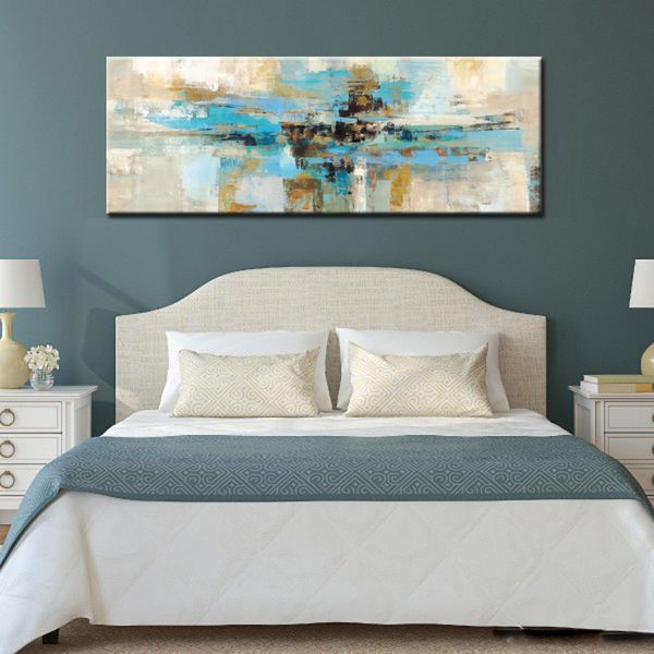 

modern abstract oil painting light blue canvas painting print poster wall art for bedroom living room home decoration