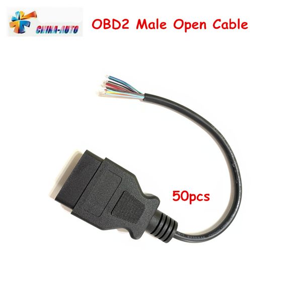 

50pcs obd2 16pin extension opening male cable obdii car diagnostic interface connector obd male open cable adapter