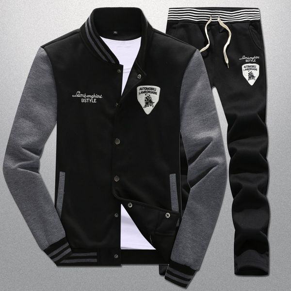 

lamborghini car brand logos hoodies for man\woman leisure coats embroidery sweatshirts thicken warm jackets+sweatpants, Gray