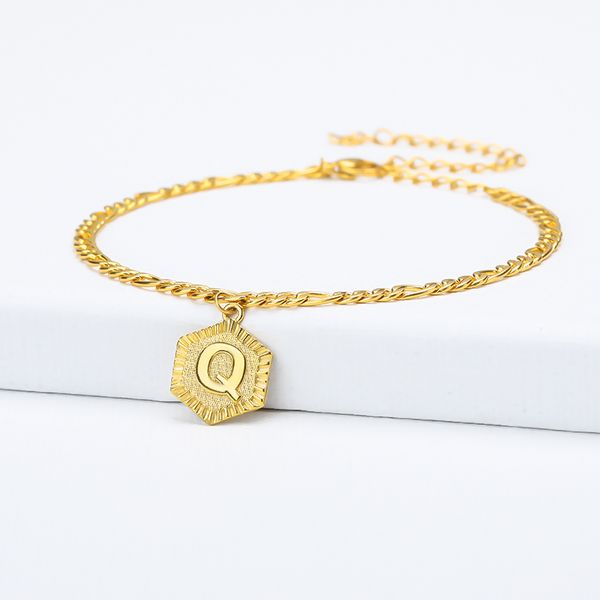 

icftzwe gold color figaro chain initial anklet for women fashion ankle bracelet with letter alphabet foot jewelry with extension, Red;blue