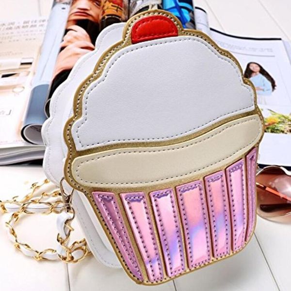 

ice cream bag fashion 2d funny ice cream cupcake handbag messenger zipper bag purse crossbody splicing messenger body key bag