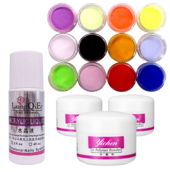 

3 colors nail acrylic powder pink clear white + 75ml acrylic liquid tips set acrylic nail kit