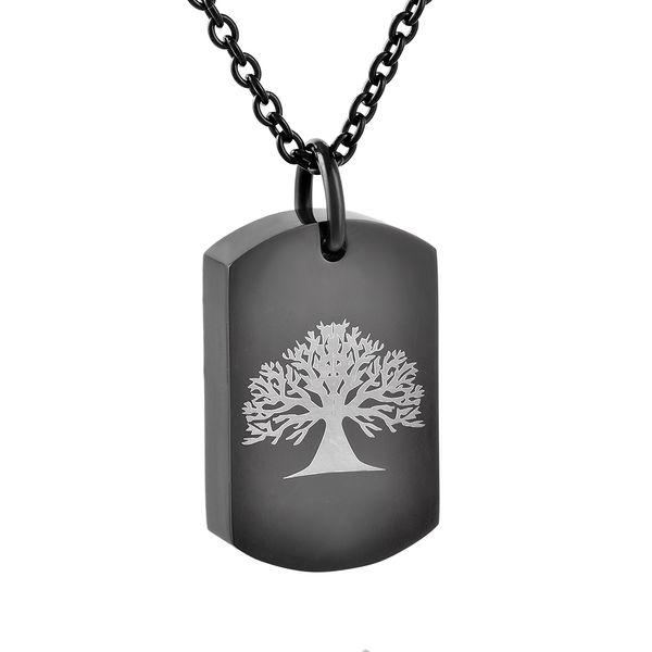 

new z801 black dog tag stainless steel memorial jewelry for ashes sympathy gifts stainless steel tree of life cremation urn pendant, Silver