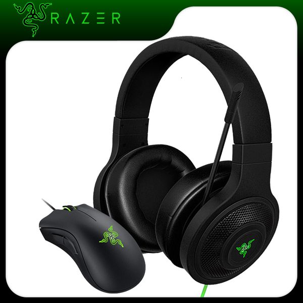 

headphone razer kraken headset essential with mic razer deathadder essential 6400dpi gaming mouse for pc/lapphone gamer