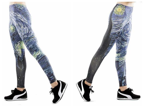

women yoga trousers pants tights trousers female high waist dance active leggings printing cosmic vortex skinny silm motion fitness, Black;white