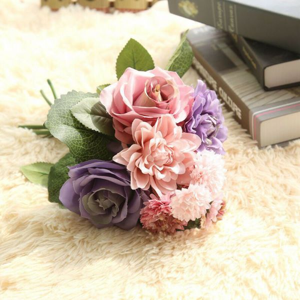 

30cm artificial flower dahlia rose bouquet silk wedding party home decorations