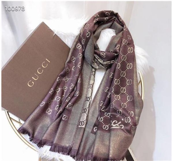 

8 colors woman soft lamÃ© scarf style silk and cotton scarf long shawl printed selling classic size180-90 with box, Blue;gray