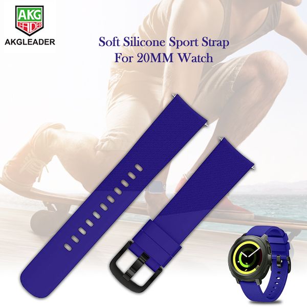 

for samsung gear sport 20mm watchbands soft silicone sport strap for huami amazfit bip band huawei watch 2, Black;brown