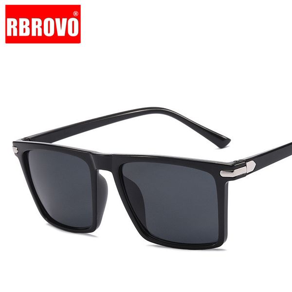 

rbrovo 2020 square sunglasses men brand designer eyeglasses vintage shopping driving street beat gafas uv400, White;black