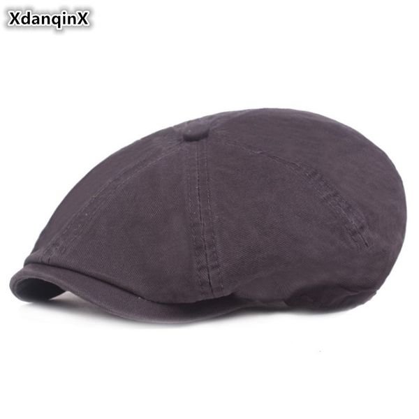 

xdanqinx cotton men's hat berets literary youth hat fashion simple male caps dad's beret hats sombrero de hombre snapback cap, Blue;gray