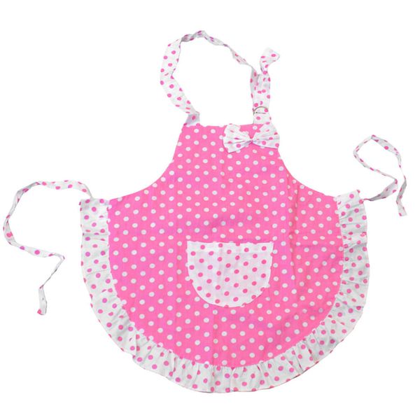 

child's kitchen cook 2 layers cloth frills-polka dots toddlers princess apron