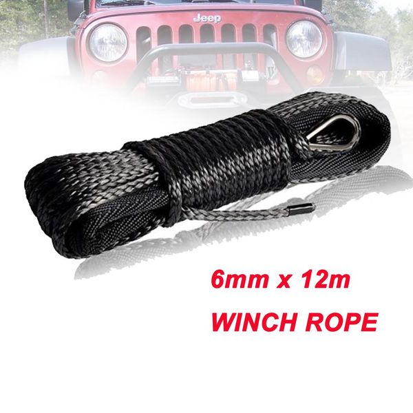 

6mm*12m synthetic winch lines uhmwpe fiber rope with sheath for atv utv car accessories