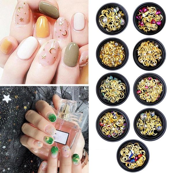 

1 коробка diy маникюр наклейки горный хрусталь мульти-форма мода блеск алмаз 3d nail art украшения красоты аксессуары, Silver;gold