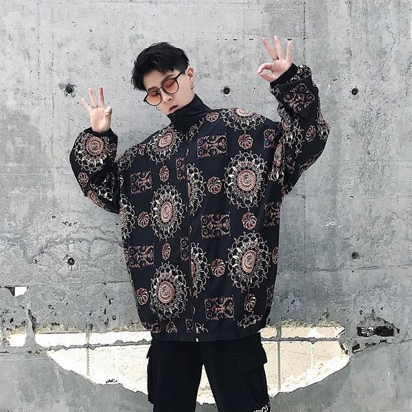 

korean flower jackets and coats new windbreaker spring autumn chaqueta hombre jaqueta masculina bomber jacket men 2018 clothing, Black;brown