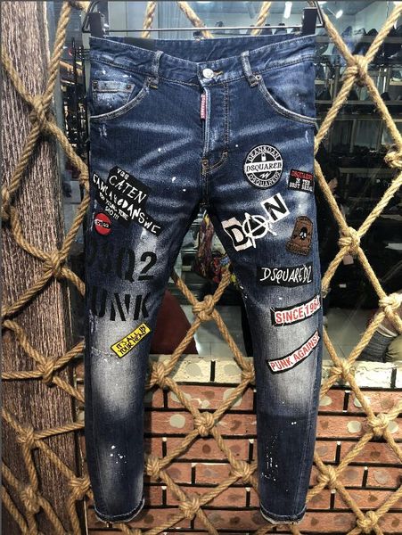 

мужские джинсы дизайнерские брюки рваные мужчины хип-хоп джинсы soldier man тонкий denim straight байкер марка ami мотоцикл джинсы с алмазны, Blue