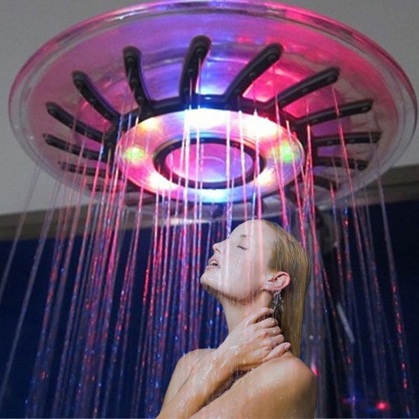 

2020 new led spray 8 inch abs led shower room shower multi-color jump-type colorful spray shower temperature control color-changing