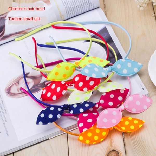 

rabbit tu er ear children's bowknot hair band hair band scan code push small gift, Slivery;white