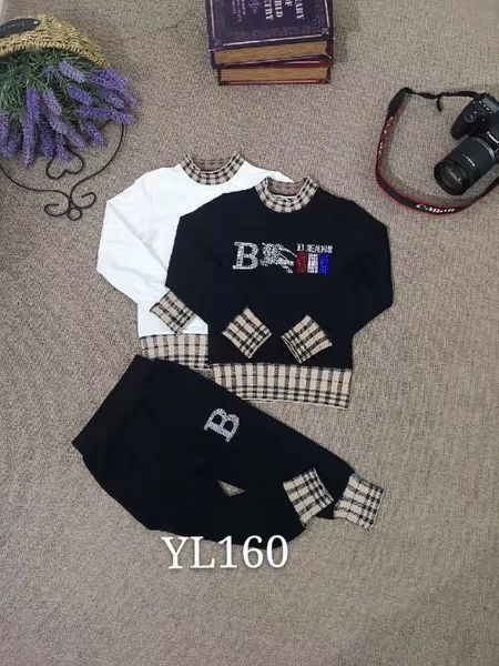 

2019 new children's long sleeve two-piece suit190807#19, White