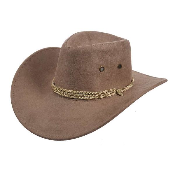 

new cowboy cap suede look wild west fancy cowgirl hat khaki