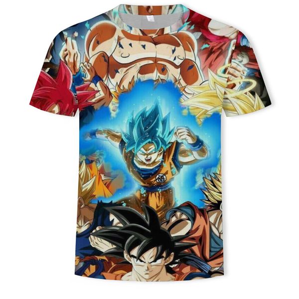 

mens designer casual t-shirt dragon ball 3d printing short sleeve loose t-shirt, White;black