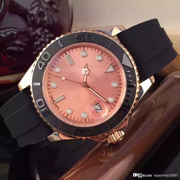 

new brand mens watch 40mm rubber rose gold automatic movement mechanical mens stainless steel watches wristwatch ing, Slivery;brown