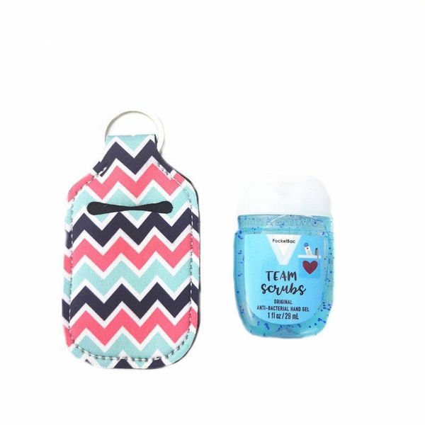 

random color neoprene cover for hand sanitizer bottle sleeve perfume bottle pendant keychain printed neoprene hand sanitizer holder