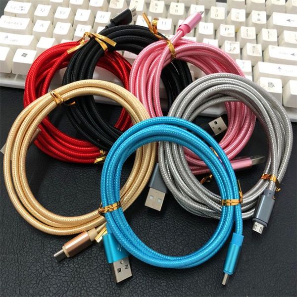 1 m, 2 m, 3 m, schnelles Handy-Kabel, Stoffgeflecht, Legierungs-Ladekabel, Typ C Micro-USB-Kabel für Samsung S6 S7 Edge S8 S9 HTC