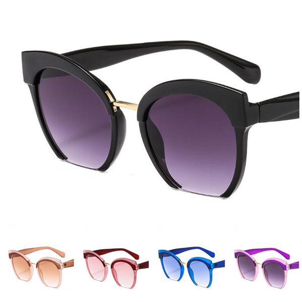 

fashion women semi-rimless sunglasses colorblock frame sun glasse goggles anti-uv spectacles cat eye eyeglasses ornamental sun glasses a, White;black