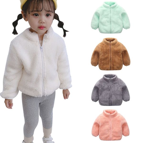 

5colors infant autumn winter boy jackets kids girl warm clothes cute solid hooded coat jacket fashion outwear new baby coats, Blue;gray