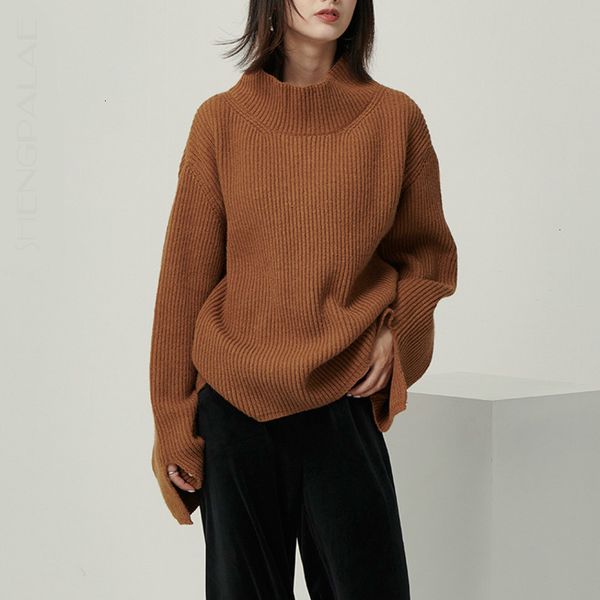 

tvvovvin 2019 new fashion autumn winter solid half high collar pullovers women loose casual high street sweaters tide x757, White;black