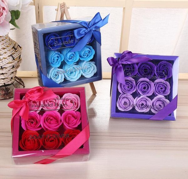 

10box роуз мыло подарка лепестки розы для купания мыло с подарочной коробке день 2019 новый валентина романтическая ручной работы рождествен