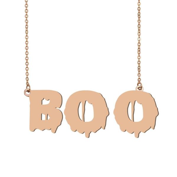 

boo name necklace , cool bloody art name necklace for halloween and santa's day jewelry gift for kids boys girls, Silver