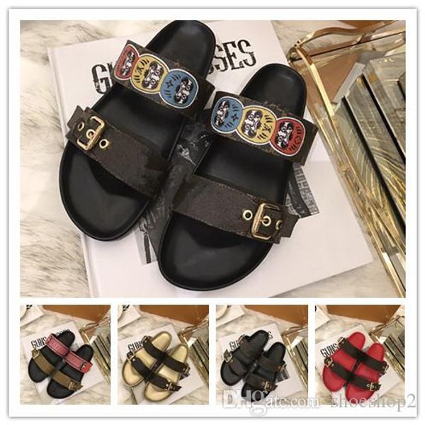 

2018 fashion new women slippers shoes woman sandals leather slides sapatos femininos zapatos mujer chaussure femme sapato feminino sandalias, Black