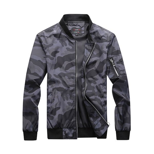

camouflage autumn jacket men fashion casual baseball jacket plus size m-7xl stand collar rib sleeve slim fit coat men, Black;brown