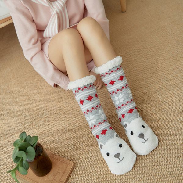 

women extra-warm fleece indoor socks warm feet stretchy for winter home christmas sub sale, Black