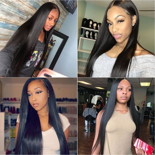 

straight full lace front human hair wigs for black women mongolian virgin hair wig with baby hair bleached knots pre plucked