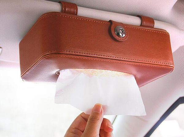 

car leather sun visor tissue box auto pumping cassette holder removable paper napkin box organizer