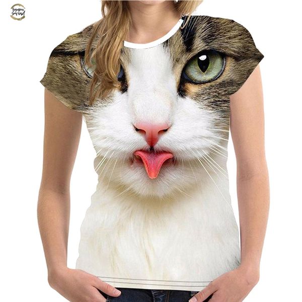 

2019 summer funny t shirt women t shirt casual funny 3d print animal summer short sleeve t shirts y4, White