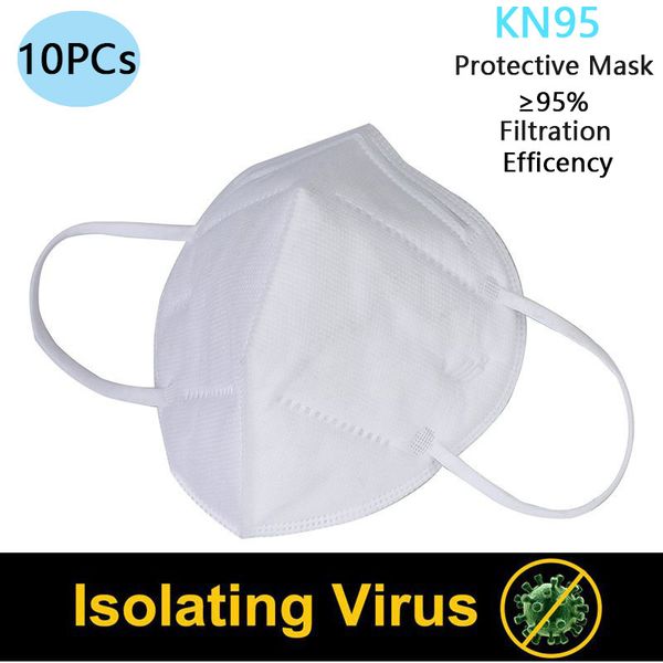 

10pcs mouth face disposable kn95 mask 95% filtration non-woven fabric protective masks for dust particles pollution