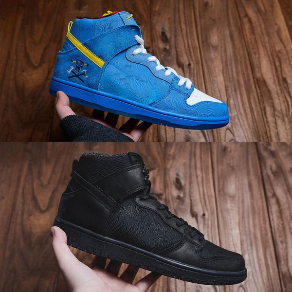 

Dunk SB High Pro Bota Blue Ox Futura Труба Мужчины Женщины Баскетбол обувь Черный Белый Unkle What The Ne