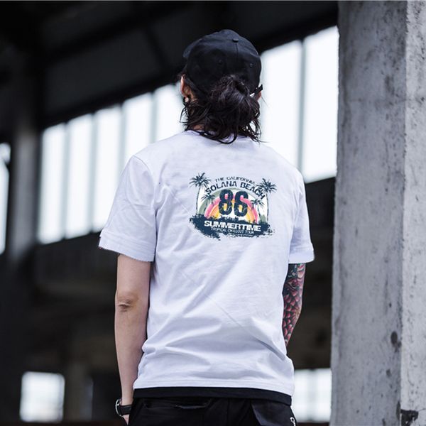 

2019 casual print harajuku men's t-shirt streetwear clothing tee oversize rock band hip hop big size simple cool, White;black