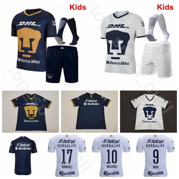 

youth unam jersey 2019 2020 kids club universidad nacional liga mx 8 barrera 21 gonzalez 23 diaz 4 quintana football shirt kits uniform, Black