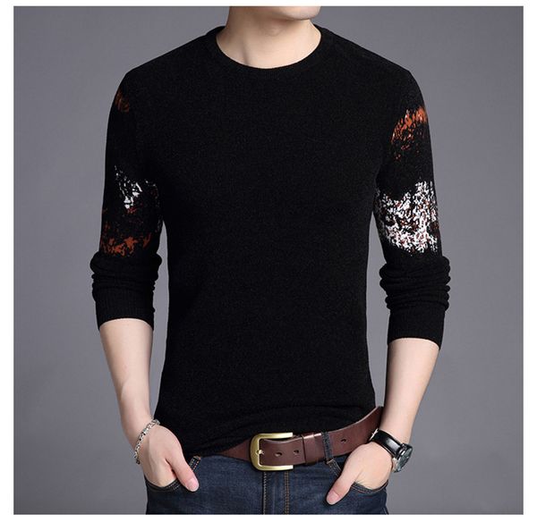

mens designer warm sweater fashion pattern casual spring autumn young people long sleeve mens sweater, White;black