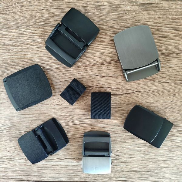 

3.2/3.8cm nylon canvas belt alloy buckle pom plastic packaging bag band elastic band buckle elastic belt pe packaging bag, Black;brown