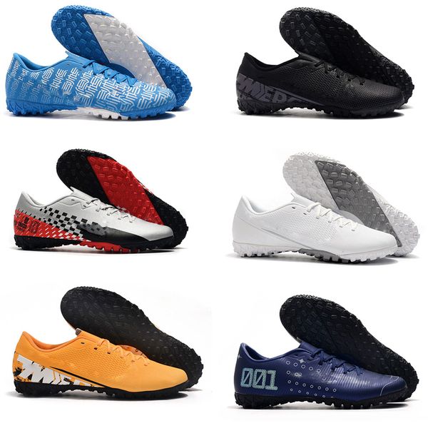 

new mens soccer shoes mercurial vapors 13 pro tf indoor soccer cleats cr7 cristiano ronaldo football boots njr neymar scarpe calcio, Black