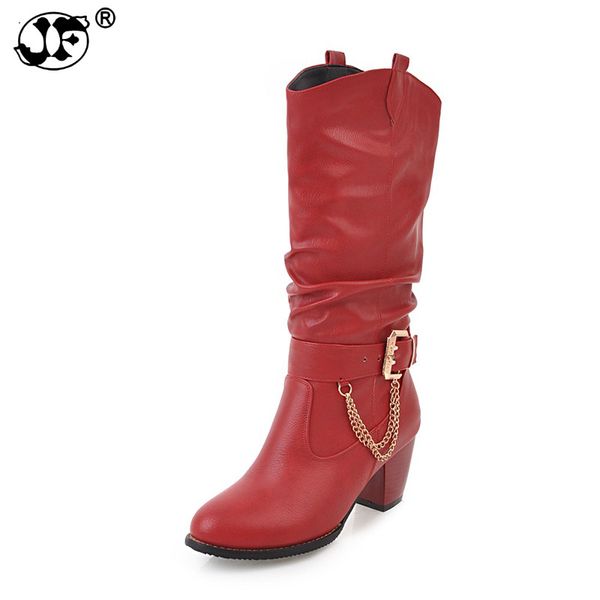 

2019 large sizes 33-47 customize women's shoes woman fashion high heels woman boot black western boots chains winter uik90