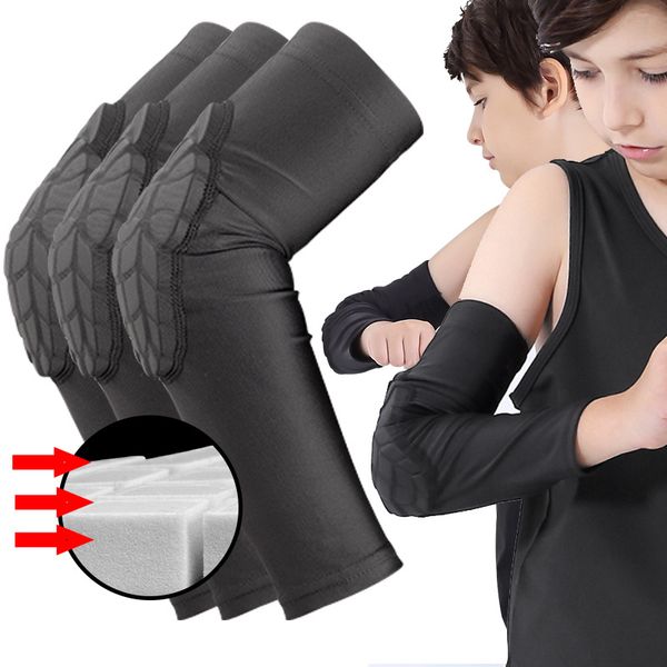 

5-12 years old elbow pads for children basetball soccer protector mtb cycling downhill arm sleeves brace support kids elbow pads, Black;gray